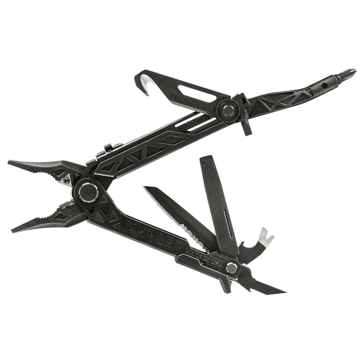 Gerber Gear Center Drive Rescue - Multitool Knife with Pliers, Strippers & Strap Cutter - Portable EDC Tactical Gear for Camping & Outdoor - Utility Tool - Berry Compliant Sheath - Made in USA - Black
