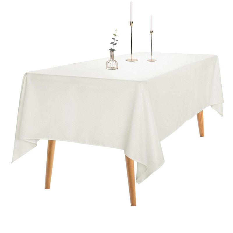 Ascoza 2pack 60x120 Inch Ivory Rectangular Tablecloth 6 Feet Table Cloth in Polyester Fabric for Wedding/Banquet/Restaurant/Parties