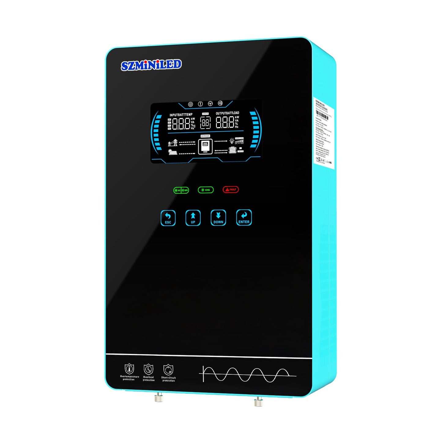 4000W 24V Hybrid Solar Inverter: Pure Sine Wave 8000W Peak 140A MPPT (5600W PV) Controller - Battery or Battery-Less Mode Ultra-Safe Home Backup & Emergency Power for Essential Circuits