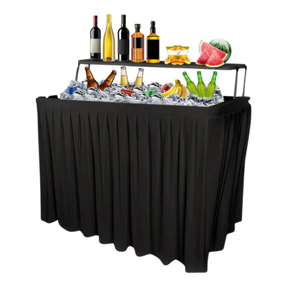 GUAGUA Ice Cooler Table - Portable Bar Table for Events Outdoor Cooler Stand with Drain for Parties Drink Foldable Picnic Table Party (BlackA)