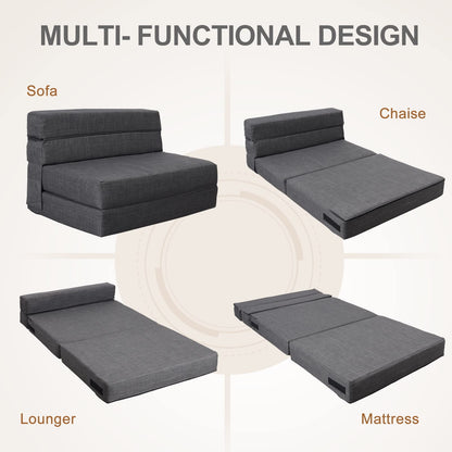 Nigoone Queen Size Folding Sofa Couch Memory Foam with 2 Pillows Sleeper Chair Lazy Couch Triple Futon Convertible Guest Beds, Washable Cover, Dark Gray