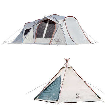 S'more Maroom & A Base Glamping Family Tent, Setup Tent with Screen Room