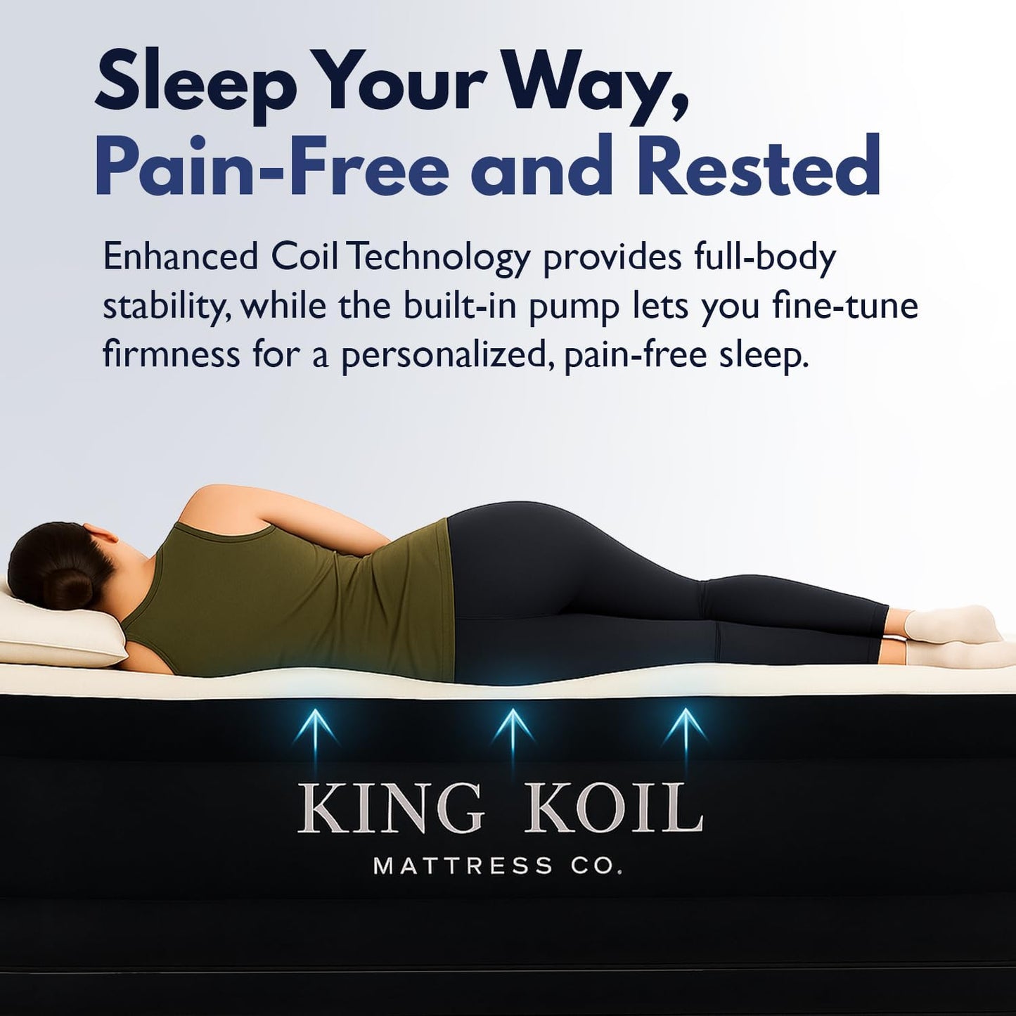 King Koil Luxury Twin Air Mattress - Built-In Pump, 20” Double High, Waterproof, 1-Year Warranty