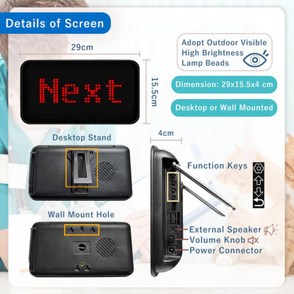 KOQICALL Take a Number System Wireless Queue Call System Call Next Customers for Restaurant Bank Doctor Room Supermarket Pet Hospital Office Interview (Q-Next+A2 1+1)