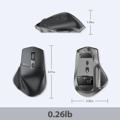 iClever Wireless Mouse with Bluetooth or USB Receiver, 5 Adjustable 2400DPI Rechargeable Computer Mice, Wireless Mouse for Laptop, iPad, MacBook, Tablet, PC
