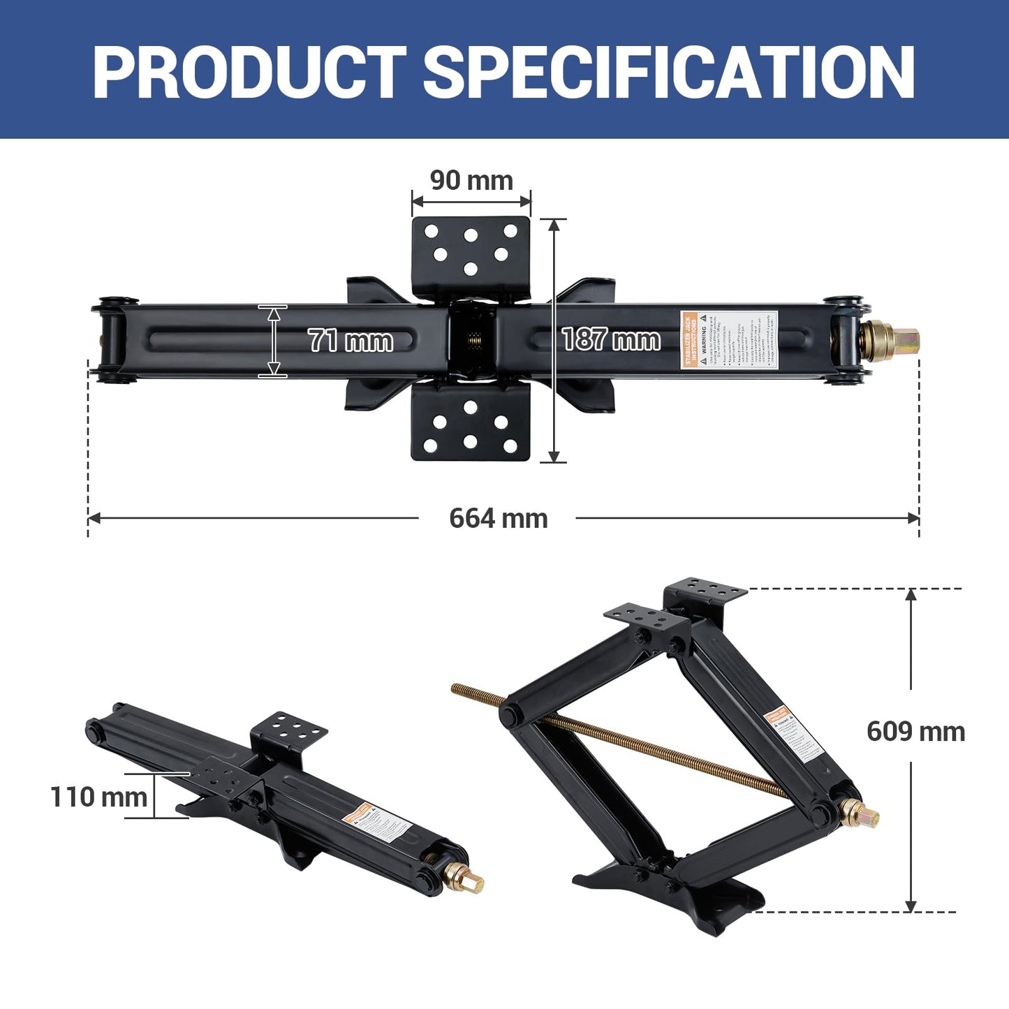 GarveeTech Camper Trailer Stabilizer Leveling Scissor Jacks Set of 4,Car Scissor Lift Jack 4 in-24 in Height Adjustable, 7500 LBS Heavy Duty RV Scissor Jack with Crank Handle for Travel Trailer Camper