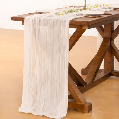 Socomi Ivory White Cheesecloth Table Runner Summer Boho Rustic Gauze 120 inch 10FT Cheese Cloth Sheer Runner for Wedding Party Baby Shower Birthday Home Decor Holiday Decorations
