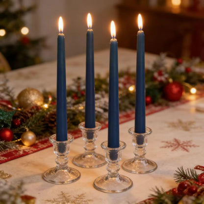 8 Pack 10 Inch Navy-Blue Smooth Taper Candle Set, 7/8 Inch Unscented Driples Candlesticks for Home Decoration, 6-7 Hours Burn