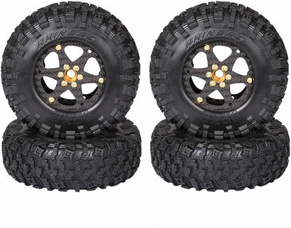 RhinoRC MOZA 1.9inch Competition Tires Super Sticky with Narrow Carbon Fiber Aluminum 2.2 inch Wheel Rim N2401 for Pro and Sporty Class 1/10 RC Crawler Car (1.9inch 4pcs)