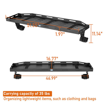 Hooke Road JLU Trunk Upper Cargo Basket Rack Tray for 2018-2026 Jeep Wrangler JL Unlimited 4-Door Hardtop, Interior Storage Platform Luggage Carrier Shelf