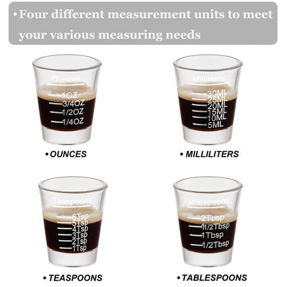Ackers Shot Glasses Etching Scale Measuring Cup 2PACK Espresso Shot Glasses Liquid Heavy Glass 26-Incremental Measurement 1 OZ, 2 TBS, 6 TSP, 30 ML Kitchen Tools