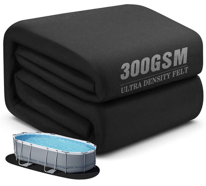 UIRWAY 12 x 18ft Oval Pool Liner Pad for Above Ground Pools, [2026 New 300G/M² Thicker Heavy Duty] Black Seamless Puncture Resistant Mats for Under Above Ground Pool, Weed Barrier & Cushion Protection