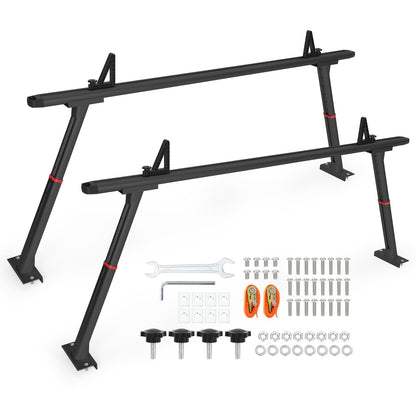 Adjustable Aluminum Truck Ladder Rack 35.4–71 in, 800 LB Heavy-Duty Pickup Bed Cargo System with Drilling Mount for Kayak, Surfboard, Lumber & Work Equipment - Black