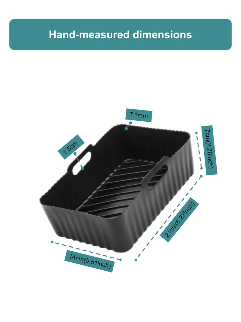 Szyeequoo Silicone Air Fryer Liners 2 Pack for Ninja Dual Zone, 1 Perforated and 1 Solid, Rectangle Reusable Liners for DZ201 DZ401 DZ550 DZ302, COSORI 9QT Instant Chefman Dual Basket Air Fryers