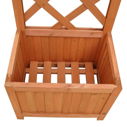 Coespram Rustic Wooden Garden Planter 15.7"x15.7"x53.1" Brown Stained Trellis Outdoor Plant Box Solid Wood Flower Pot for Balcony Patio Porch
