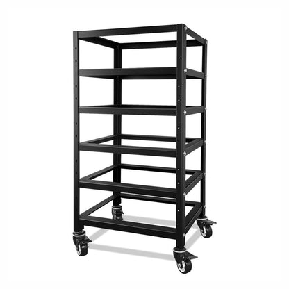 SUNGOLDPOWER 3U Server Rack Battery Rack, 5-Layer Rack for 48V 100Ah Lithium Batteries, Stackable Battery Holder with Wheels & Open Ventilation for Solar Energy Storage Systems