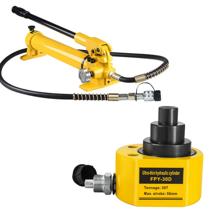 DOOROOM 30T 2.1"/54mm Stroke Portable Hydraulic Cylinder Portable Low Profile Jack Sets Multi-Acting Porta Power Ram Jack Kits Lifting Cylinder with CP-700 Hydraulic Hand Pump