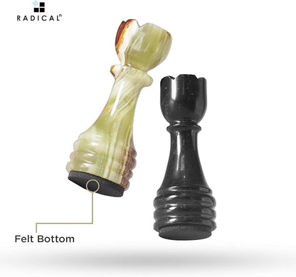 Radicaln Marble Chess Figures 3.5'' Inches Black and Multi Green Handmade Figures for Chess Board Game - Marble Chess Set and Game for Adults Checker Board Game