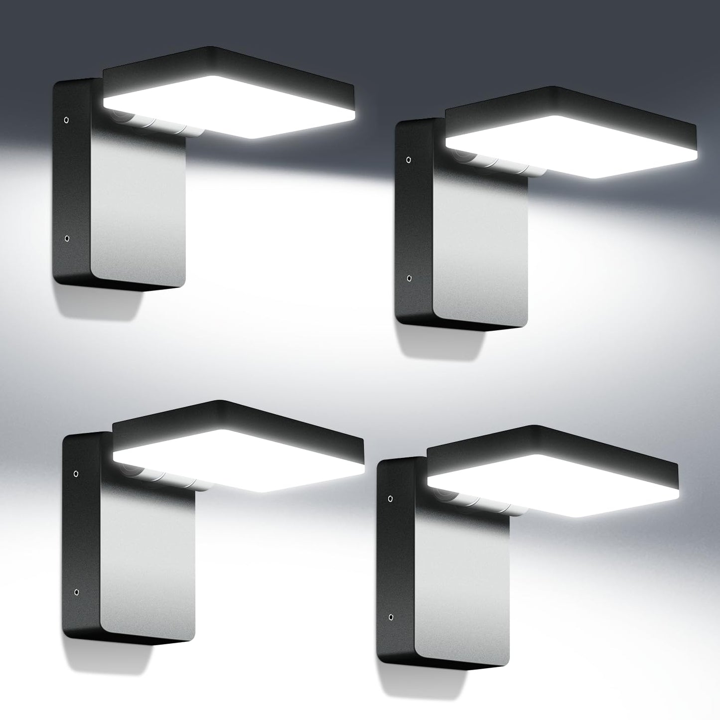 Juyace 60W LED Wall Light Outdoor Exterior Flood Light Wall Mount Yard Security Light Waterproof 360 ° Rotat Folding 6000K for Barn Area 4 Pack