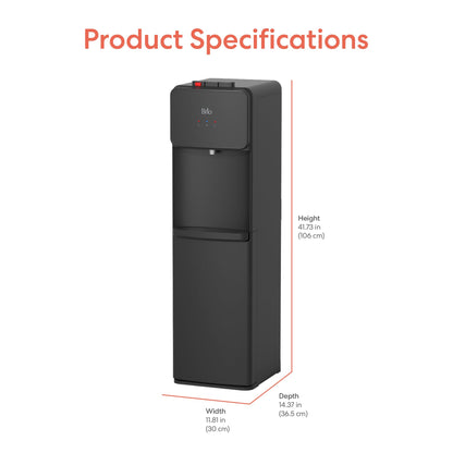 Brio 130 Series Bottom Load Water Cooler Dispenser for 5 Gallon Bottles, Hot, Room & Cold, Great for Home or Office, Child Safety Lock, Empty Bottle Alert, Energy Star 3.0, Black