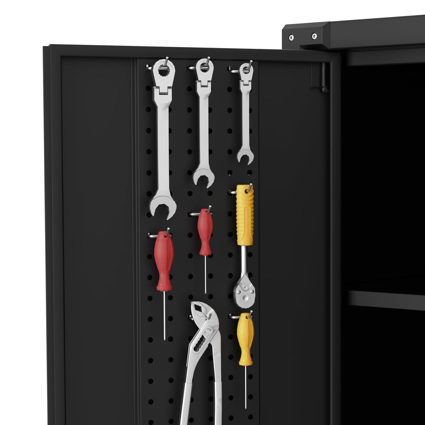 MilleLoom Heavy Duty Rolling Storage Cabinet 72" H – Mobile Locking Metal Cabinet with 4 Adjustable Shelves & Door Pegboard, Ideal for Garage, Workshop, Home Office – Black