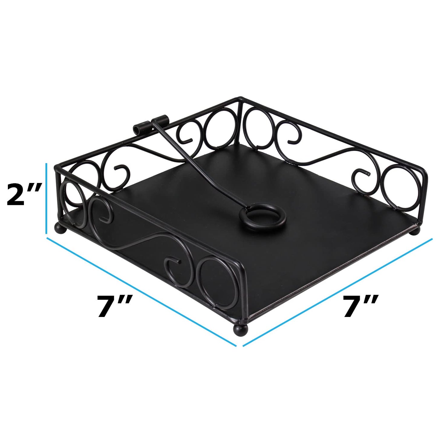Blue Donuts Scroll Collection Napkin Holder – Napkin Holders for Tables, Dining Table Napkin Holders for Kitchen, Flat Napkin Holder, Black