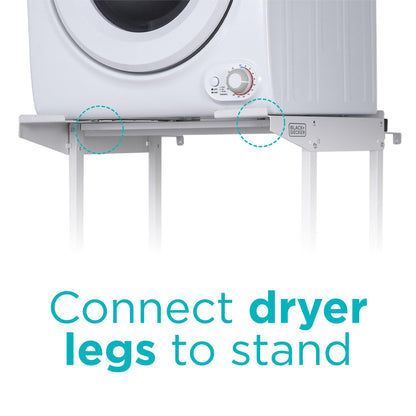 Black+Decker Washer Dryer Stacking Rack Stand, Compatible with Black and Decker Portable Washers and Dryers, Heavy Duty Steel, Dryer Stand with 60 lb. Weight Capacity, BWDS, White