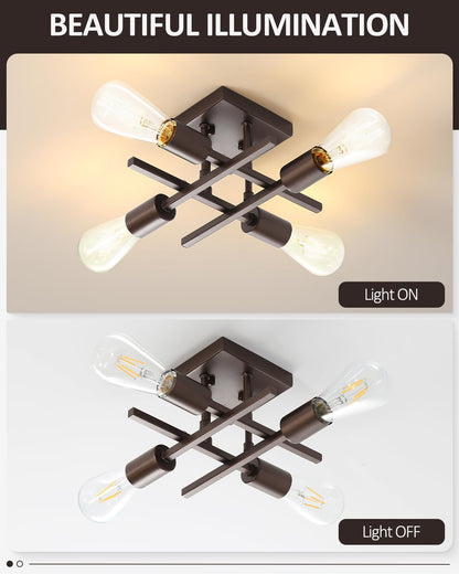 Eidonta 4-Light Semi Flush Mount Ceiling Light, Oil-Rubbed Bronze, Metal, 2 Pack