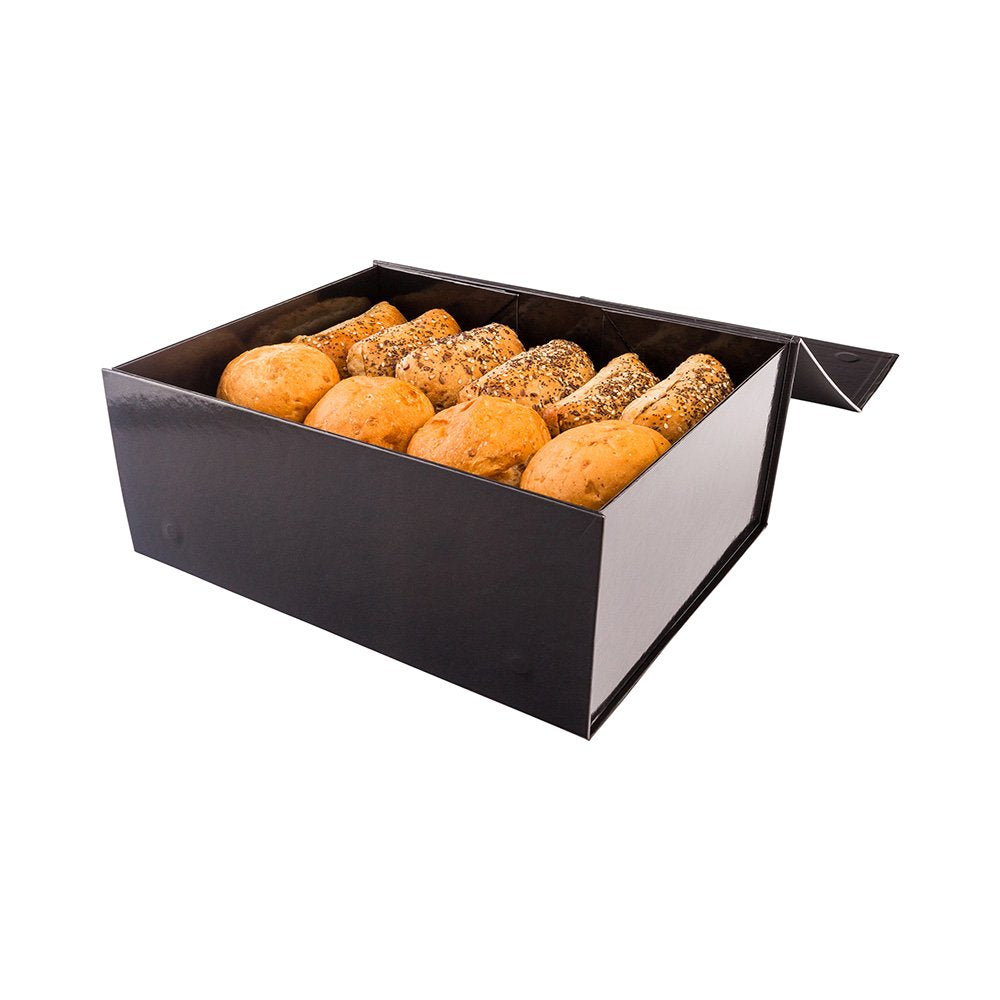 Restaurantware-12 x 10 x 5 Inch Magnetic Gift Boxes, 10 Sturdy Collapsible Gift Boxes - For Groomsman And Bridesmaid Proposals, Built-In Lid, Black Paper Luxury Storage Boxes, Grease-Resistant