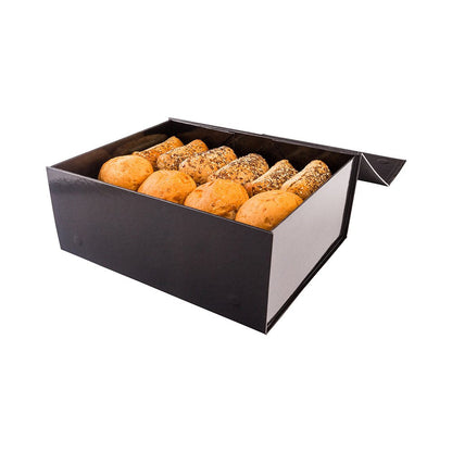 Restaurantware-12 x 10 x 5 Inch Magnetic Gift Boxes, 10 Sturdy Collapsible Gift Boxes - For Groomsman And Bridesmaid Proposals, Built-In Lid, Black Paper Luxury Storage Boxes, Grease-Resistant