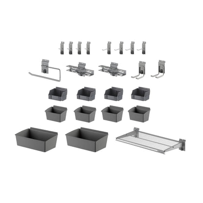 TRINITY 48 Sq Ft Modular Slatwall Panels Kit, Garage Organization and Storage System, Includes 24 Garage Organizer Accessories, 3600 lb Total Capacity, White PVC, Stud Mount Hardware Included