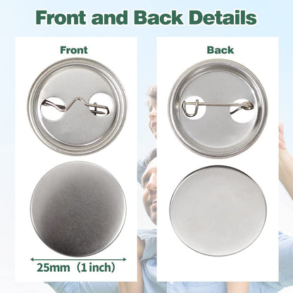 Mostme 300 Sets 1 inch Button Maker Supplies, 25mm Button Supplies Parts Badge Part, Buttons Making Supplies, Includes Metal Pin Back Cover, Metal Shells, Blank Paper&Clear Film