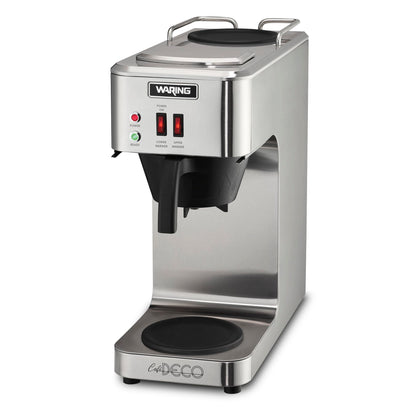 Waring Commercial Café Deco Pour Over Coffee Brewer, 3 Gallons per Hour, 2 Individual Warmers, Fits Large 64 oz Decanters, Stainless Steel, No Plumbing, NSF Certified, WCM50