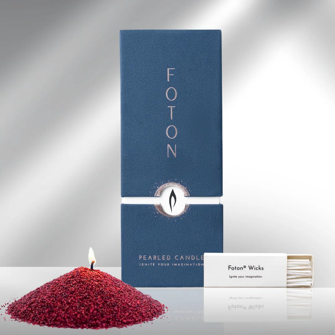Foton Pearled Candle Xmas Special Maroon Colored 18 Oz - Unscented Non Toxic Luxury Long Lasting Powder Wax Sand Candles up to 120 Hours - Refillable Pearl Candle Sand with 30 Wicks for Candles Making