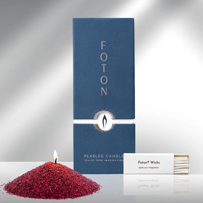 Foton Pearled Candle Xmas Special Maroon Colored 18 Oz - Unscented Non Toxic Luxury Long Lasting Powder Wax Sand Candles up to 120 Hours - Refillable Pearl Candle Sand with 30 Wicks for Candles Making
