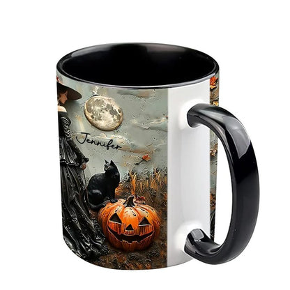 Personalized Witch Accent Mug,Custom Witch Mug Halloween Mugs Beautiful Witch Coffee Mug Personalized Witch Mug Spooky Halloween Gifts For Women Girls Family Friends (2)
