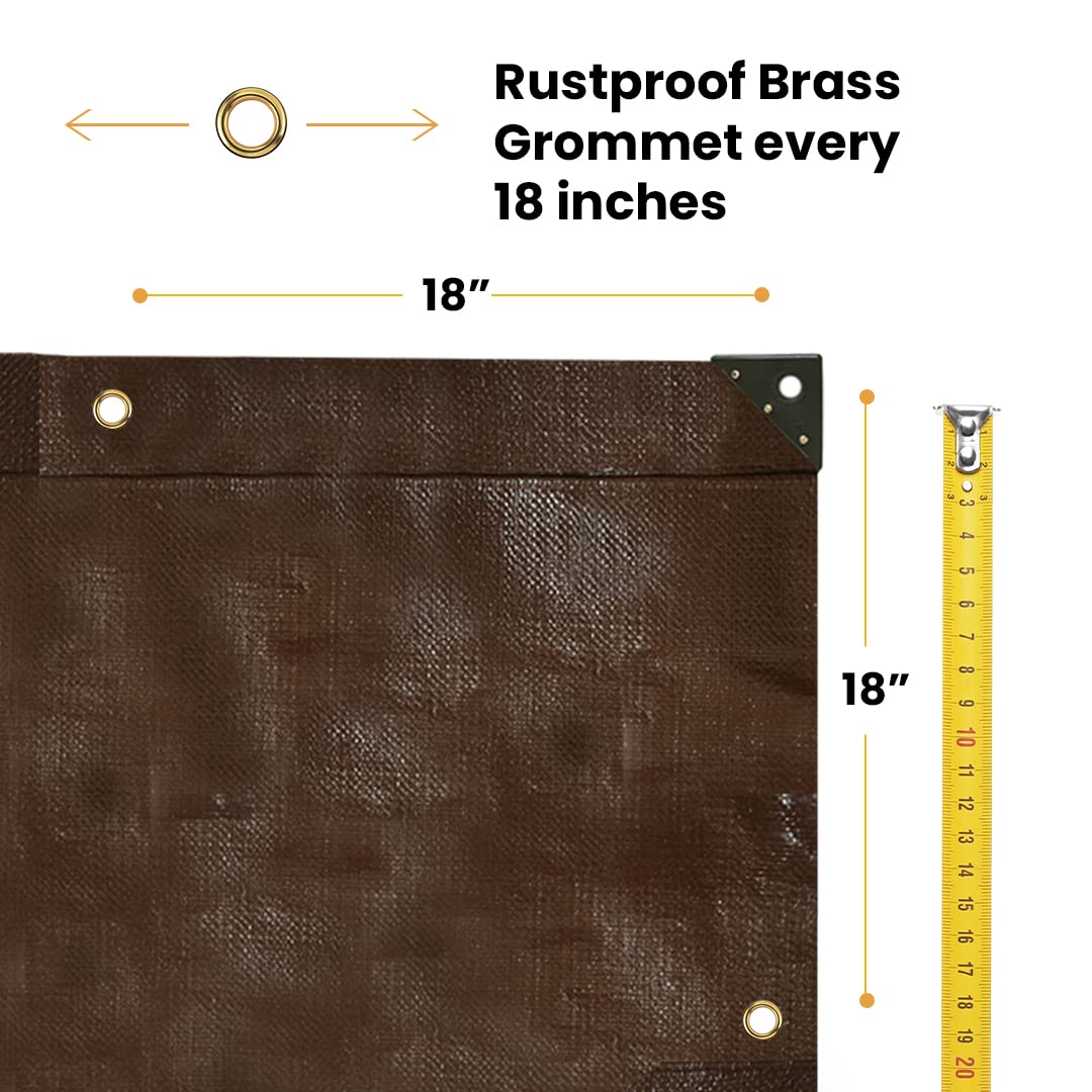 WHITEDUCK Super Heavy Duty Poly Tarp Cover 16 Mil & 10 Mil with Grommets and Reinforced Edges (Brown, White & Silver Black) (Brown- 16 Mil, 40' x 60')