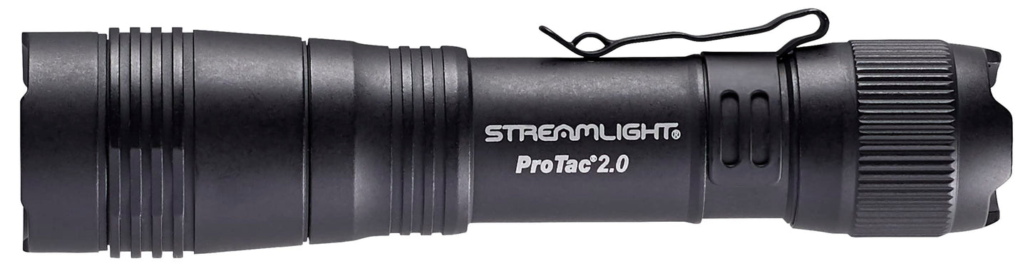 Streamlight 89000 ProTac 2.0 2000-Lumen 17300-Candela Rechargeable Tactical LED Flashlight with USB C Cable, and Holster, Box, Black