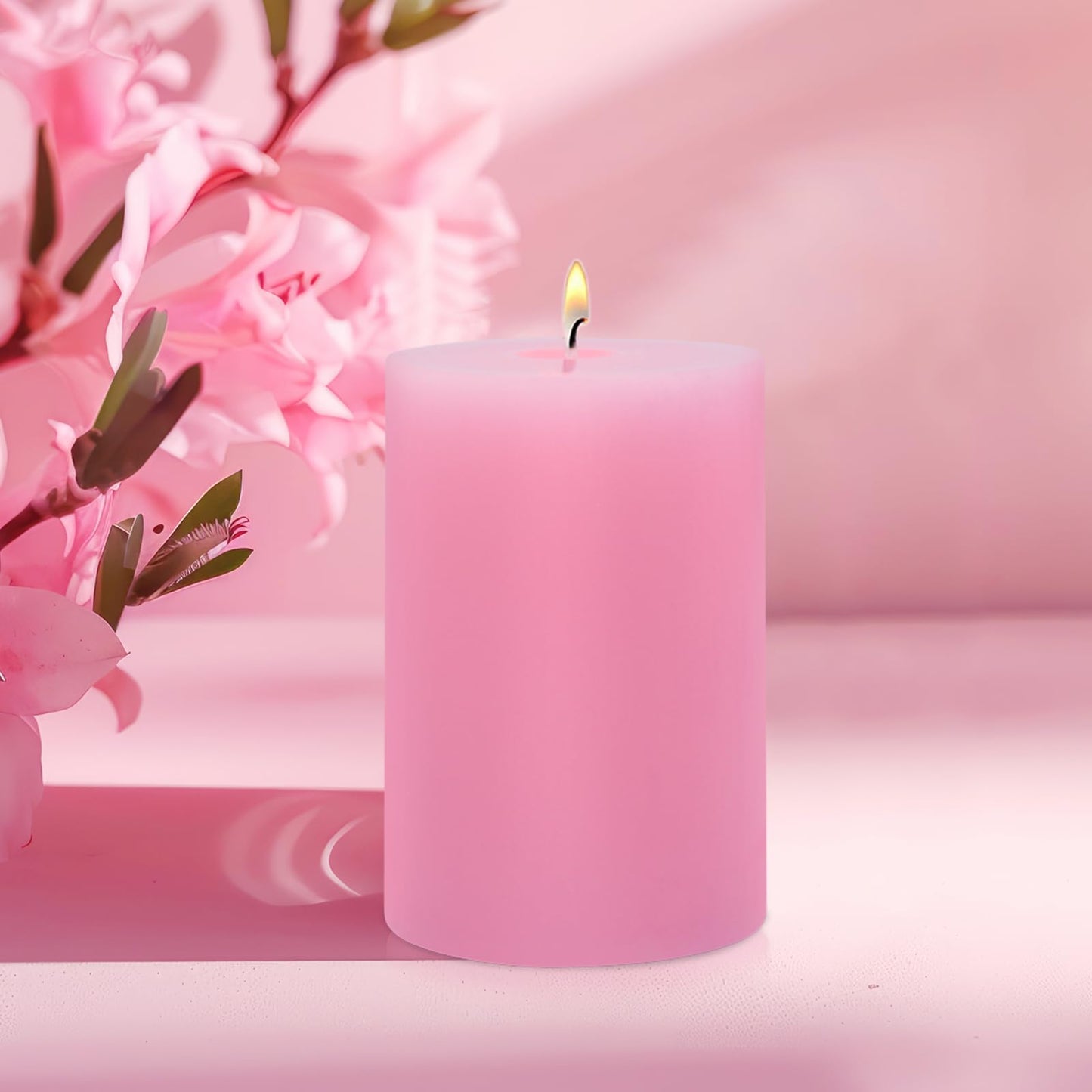 6 Pack 2.75 "x 3.25" Pink Pillar Candle for Home Restaurants Spa Church Weddings, Hand Poured Unscented Smokeless Dripless Column Candle, Emergency, Long-Lasting Candle