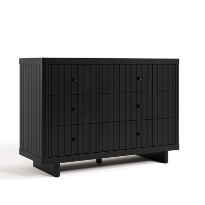Storkcraft Kyoto 6 Drawer Dresser (Black) - GREENGUARD Gold Certified, Sturdy Wood Dresser for Nursery & Kids' Bedroom, Safety Interlocking Drawer System, and Easy Assembly with Pre-Installed Tracks