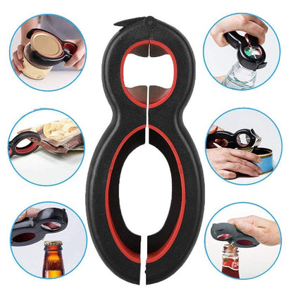 Medsuo Jar Opener 6 in 1 Multi Function Bottle Opener Manual Opener Get Lids Off Easily Portable Lid Twist Off Non-Slip for Weak Hands Seniors with Arthritis and Anyone with Low Strength