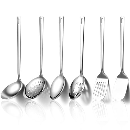 Evanda Kitchen Utensils Set 6pcs, Stainless Steel Cooking Utensils Set, Heavy Duty Kitchen Tools Spatulas Set, Home Essentials Kitchen Gadgets Accessories