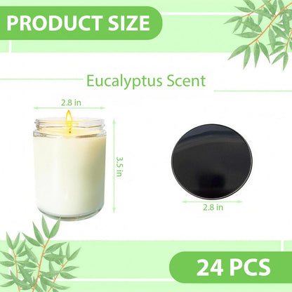 Veiuwa 24 Pcs 6 Oz Eucalyptus Scented Soy Candles Set,Mason jar Bulk Candles for Gifts,Aromatherapy Candle,Great Stress Relieving Scented Candle for Girls as a Gift for Birthdays, Weddings and More!