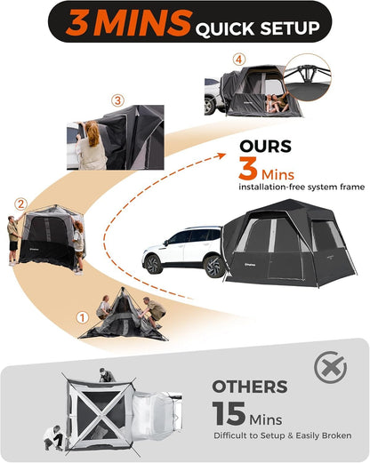 KingCamp SUV Tent, Instant 6-8 Person Waterproof & Windproof Tailgate Car Camping Tent with Movie Screen for Family Camping & Outdoor Adventures