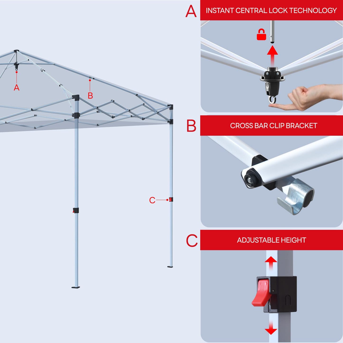 CLAETF 10x10 Pop Up Canopy Tent,10X10FT (White, 10x10FT)
