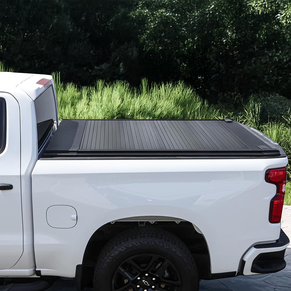 Syneticusa MB Retractable Tonneau Cover | 2007–2026 Chevy Silverado GMC Sierra 1500 5.8ft (69.9") Bed | 6063-T5 Aluminum | Double Lock | 3-Year Warranty | Waterproof Low Profile Hard Truck Bed Cover