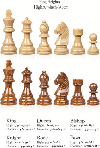 20 Extra Large Folding Chess Set - Walnut Wood Board &amp Weighted PVC Pieces - Portable Tournament Game for Adults Travel Gifts (Perfect for Beginners &amp Adults)