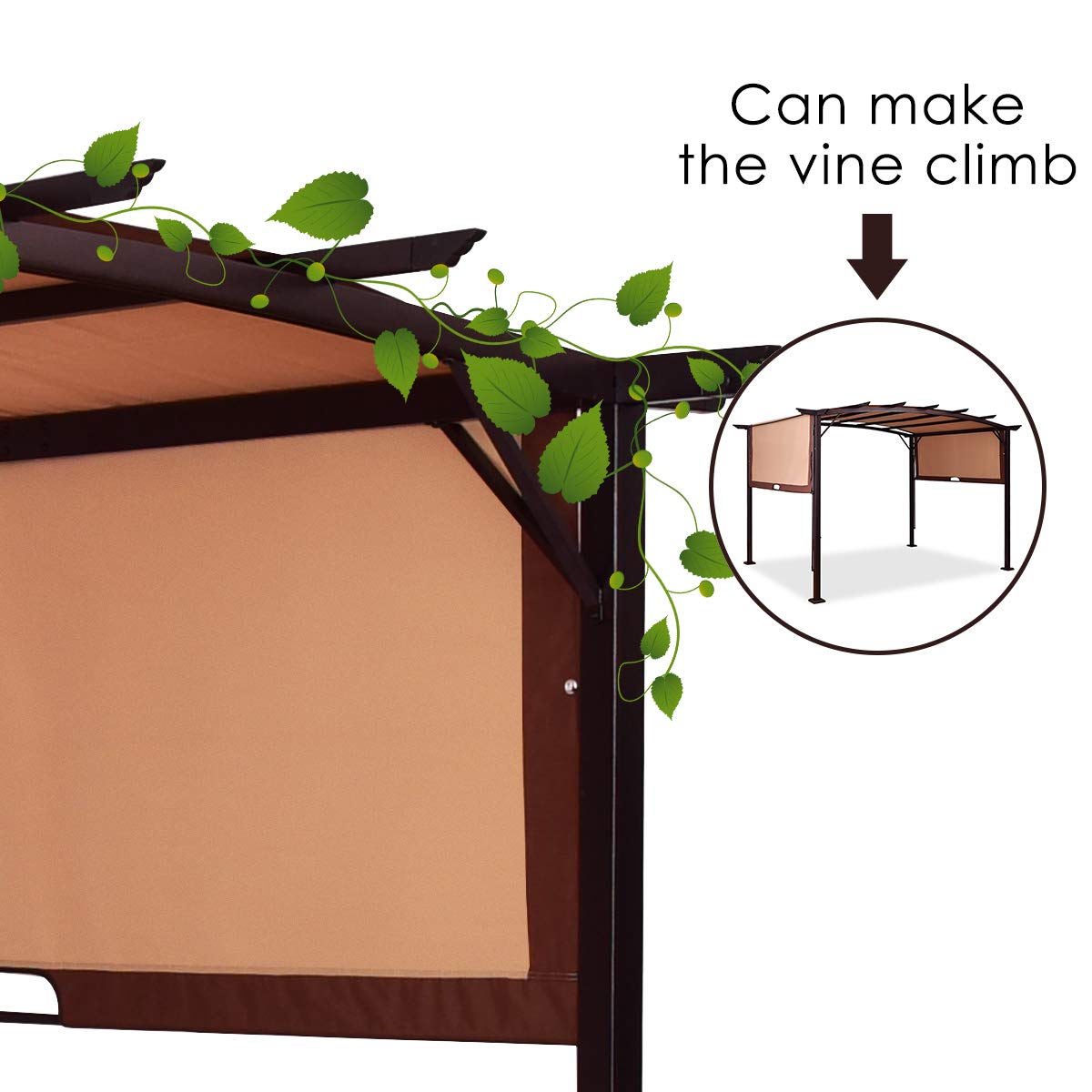 FANTASK Garden Gazebo, Patio Pavilion, Outdoor Party Pergola, Heavy Duty Grape Canopy, Metal Frame Grape Gazebo & Canopy Cover, Beach Sunshade Tent, Ideal for BBQ, Party, Beach and More