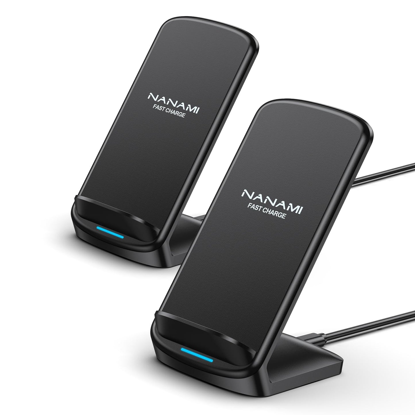 NANAMI Upgraded Fast Wireless Charger, Qi-Certified Wireless Charging Stand Compatible with Samsung Galaxy S25/S24/S23/S22/S21/S20 & Qi Phone Charger for iPhone 17/17 Air/16/16 Plus/16 Pro/15/14/13