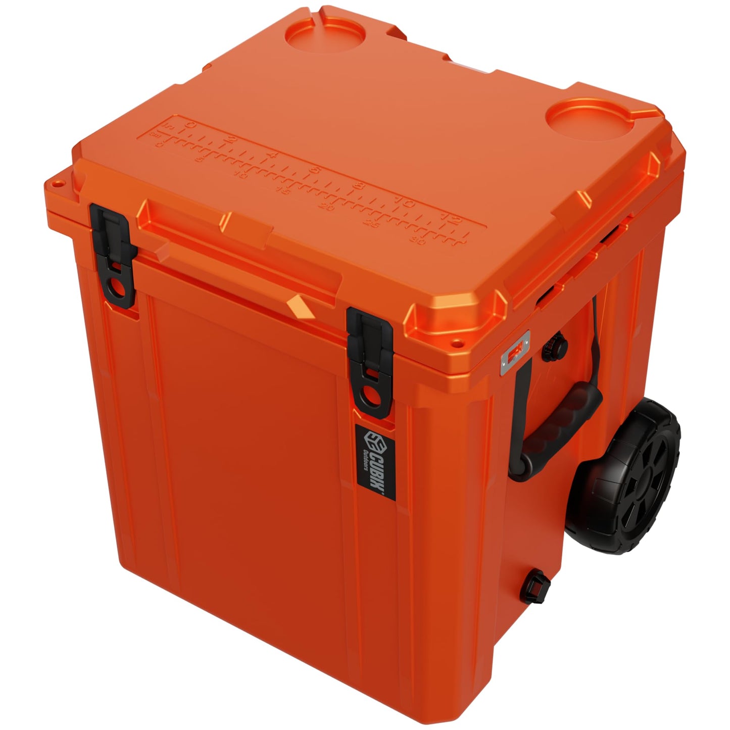 Cubix Outdoors QuadraX 46QT Wheeled Rotomolded Portable Hard Cooler for Camping, Fishing, Beach | Heavy Duty Insulated Ice Chest with Wheels and Handle | Cold Retention 5 Days (Ember Orange)
